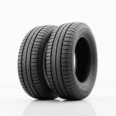 Set of new, high-performance professional vehicle tires on a clean background, emphasizing quality