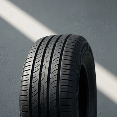 Modern tire on a clean background, representing economic and ecological choices
