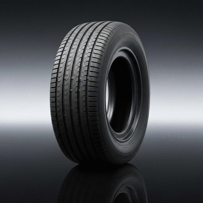 Pneu de voiture ancienne avec un design classique, posé sur une surface sombre, éclairage doux, aucun texte, aucun mot, aucune typographie, image propre