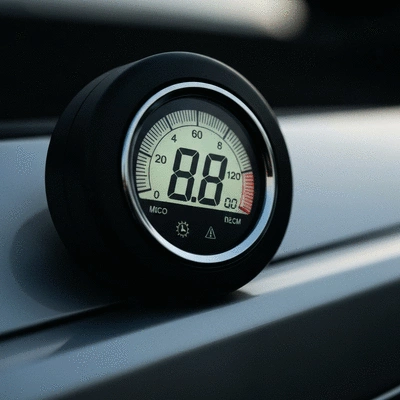 Digital tire pressure gauge showing a reading