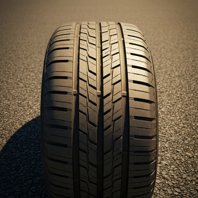 Close-up of a summer tire tread on a dry road, clear and sharp details, no text, no words, no typography, 8K