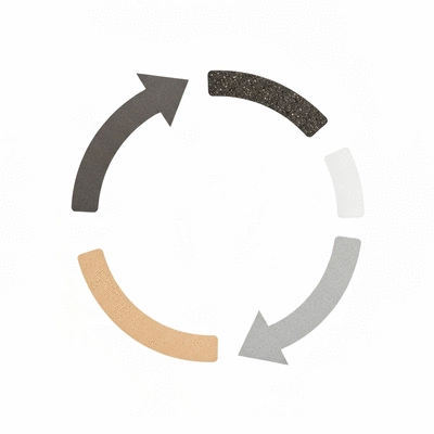 Économie circulaire illustrée avec des flèches montrant la réutilisation et le recyclage de matériaux